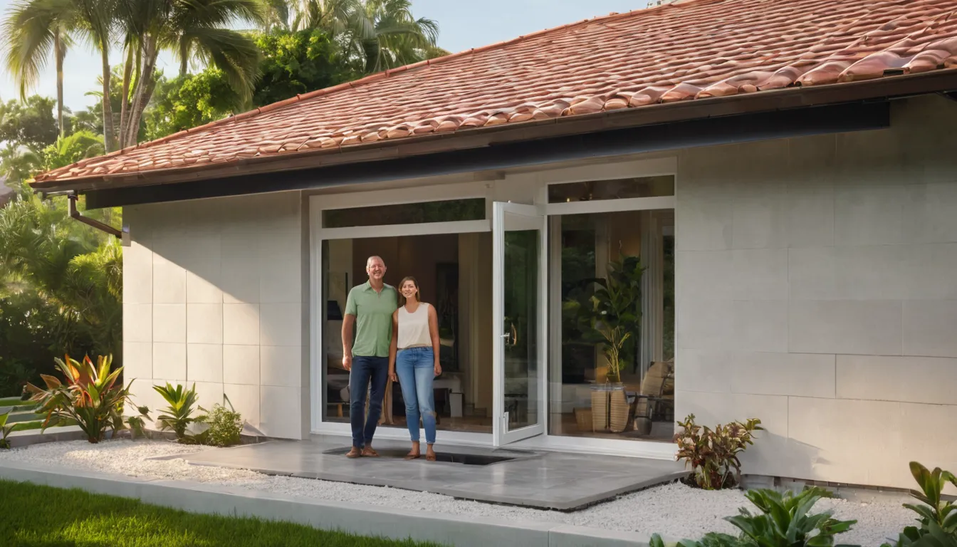 A friendly homeowner in Miami talking with a provider beside a newly installed window